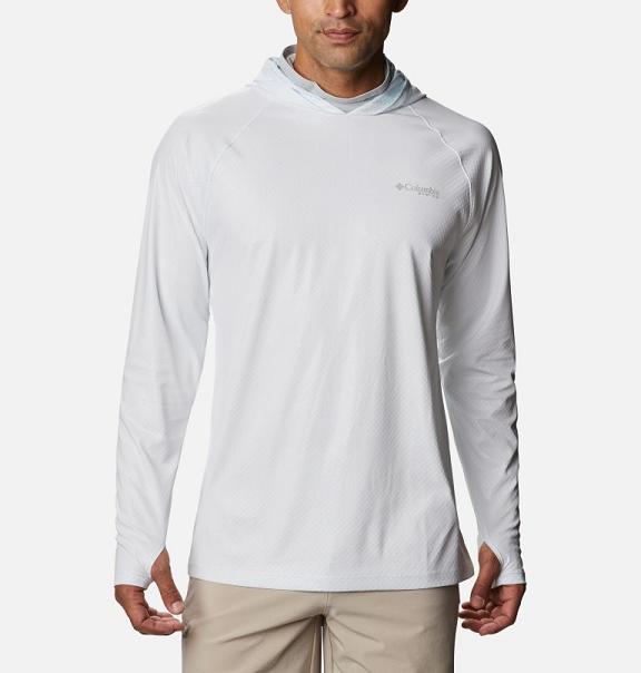 Columbia PFG Terminal Deflector Hoodies White For Men's NZ92538 New Zealand